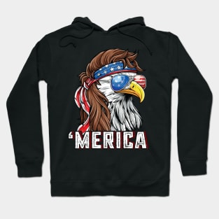 Merica USA American Flag Patriotic 4th of July Bald Eagle Hoodie